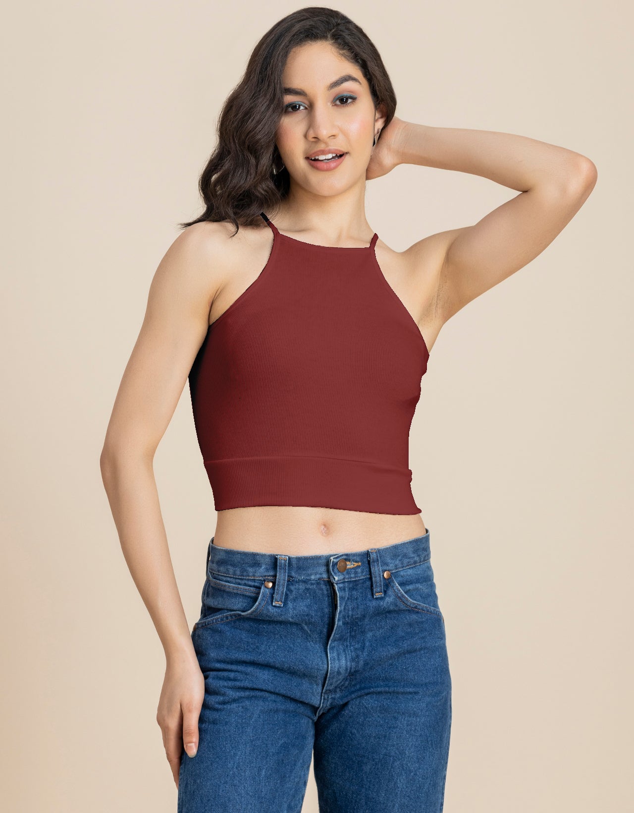 Women Casuals Sporty Crop Sleeveless Top