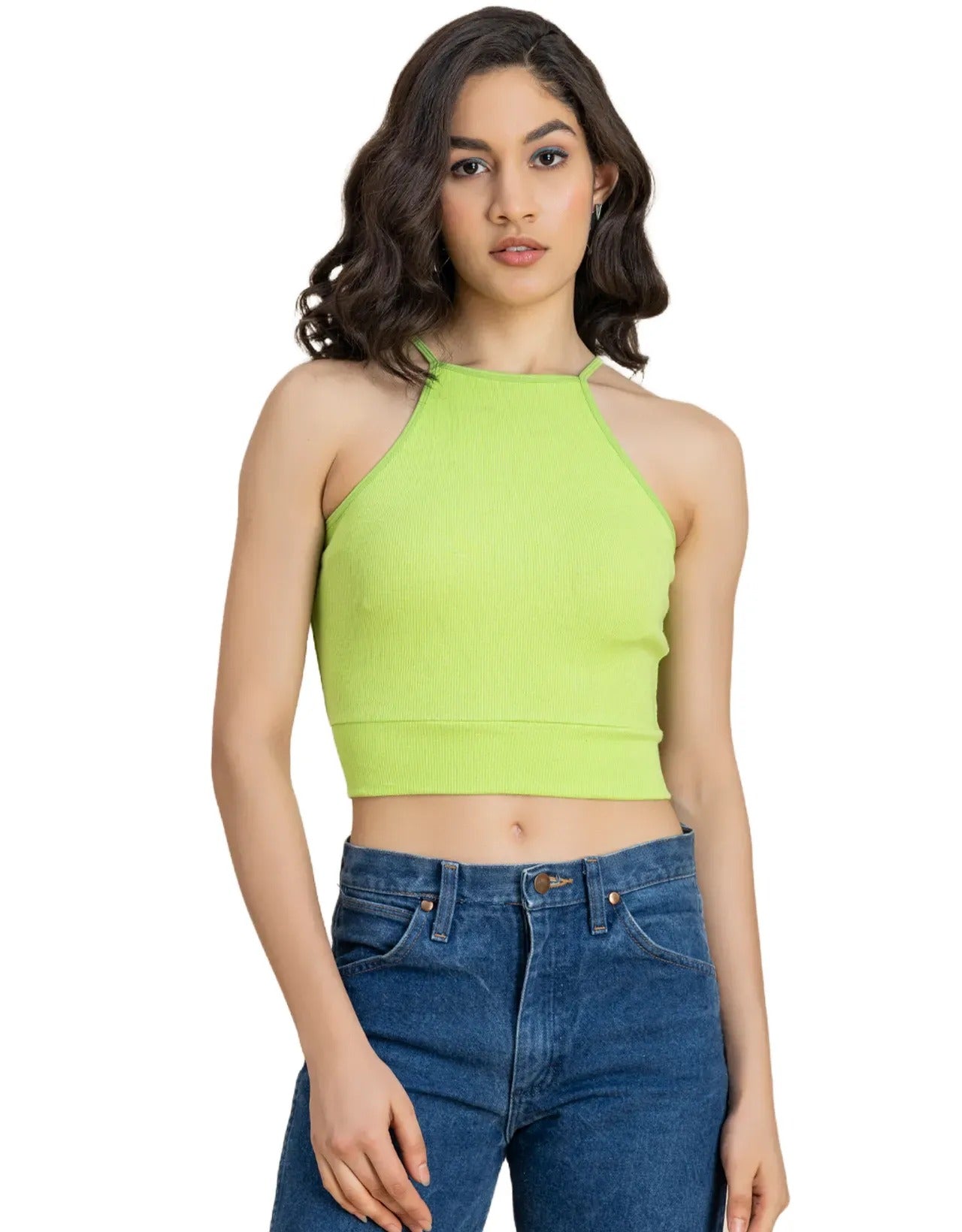 Women Casuals Sporty Crop Sleeveless Top