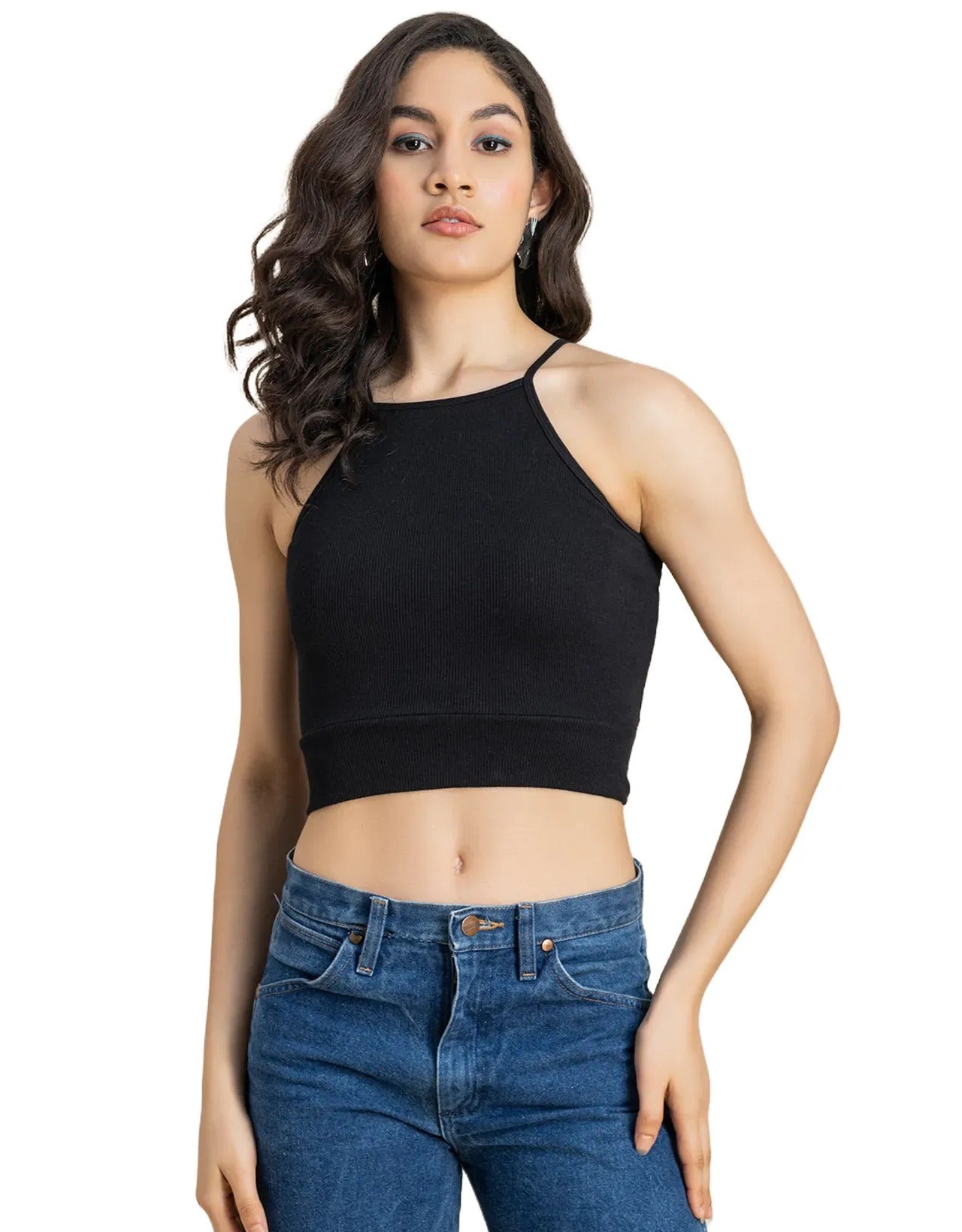 Women Casuals Sporty Crop Sleeveless Top