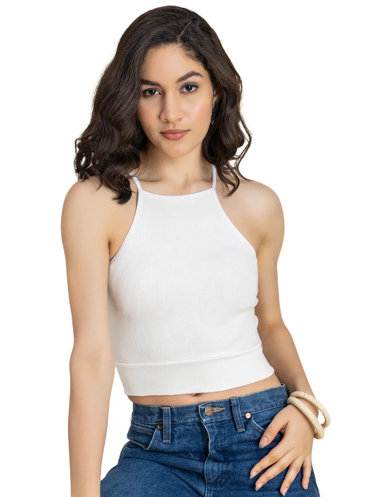 Women Casuals Sporty Crop Sleeveless Top