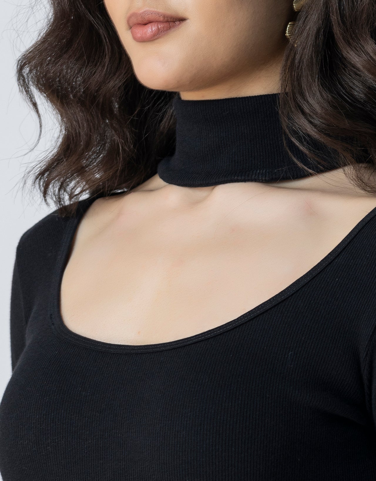 Women Solid Knit Turtle-Neck Casual Top