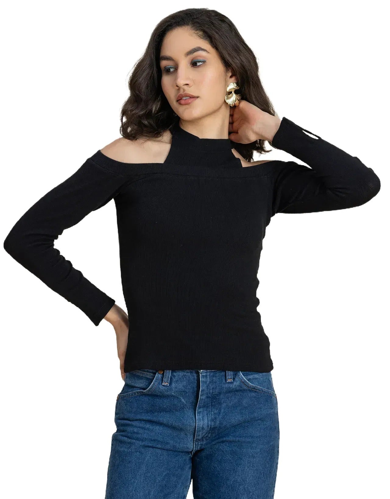 Women Casuals Cold Shoulder Top
