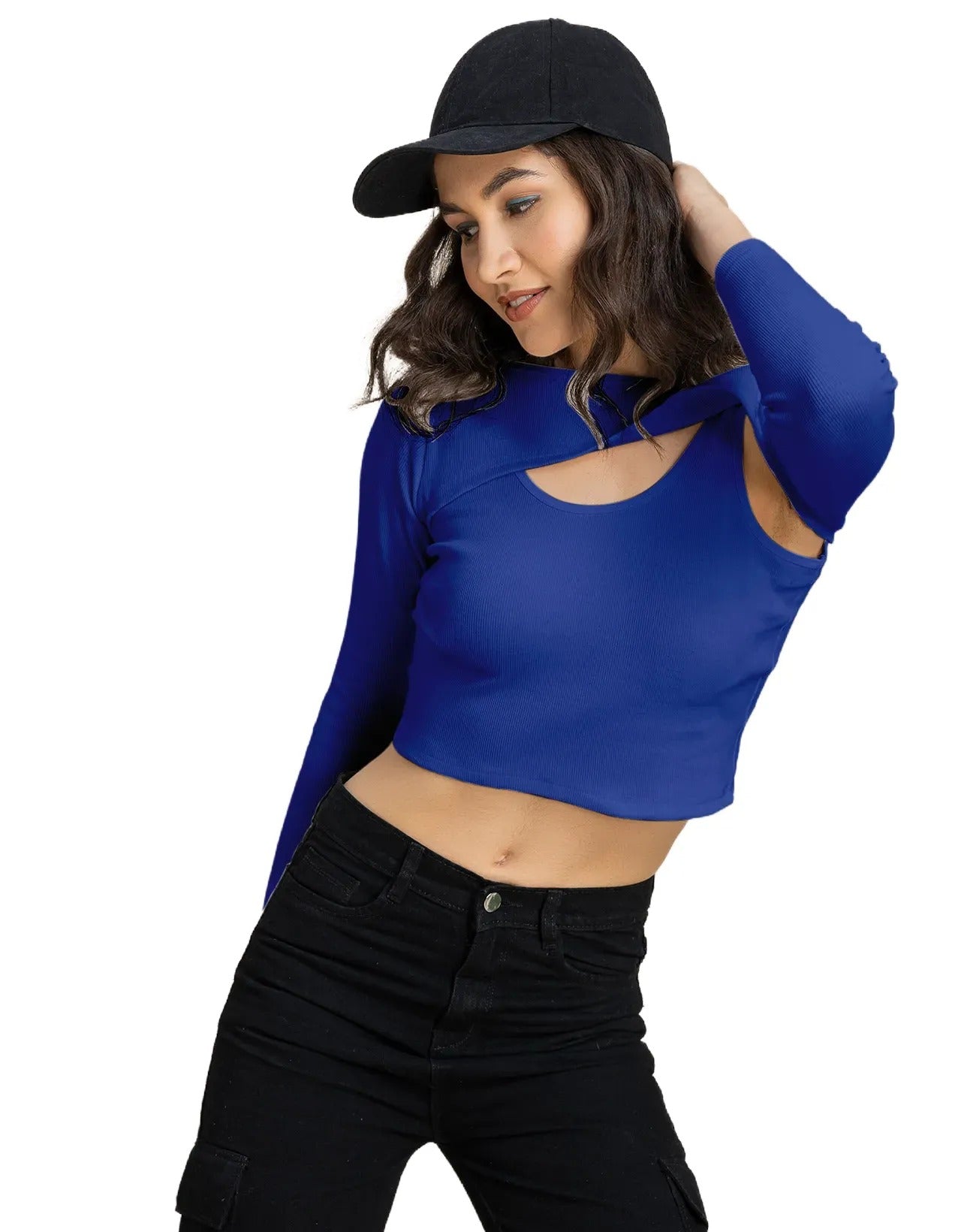 2 Pc Solid Bust Crop Top For Women