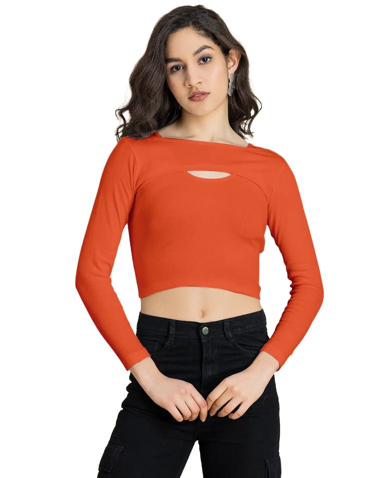 2 Pc Solid Bust Crop Top For Women