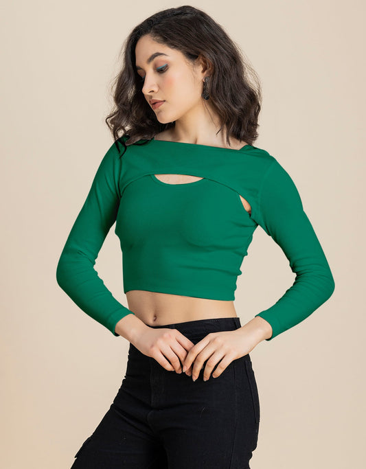 2 Pc Solid Bust Crop Top For Women