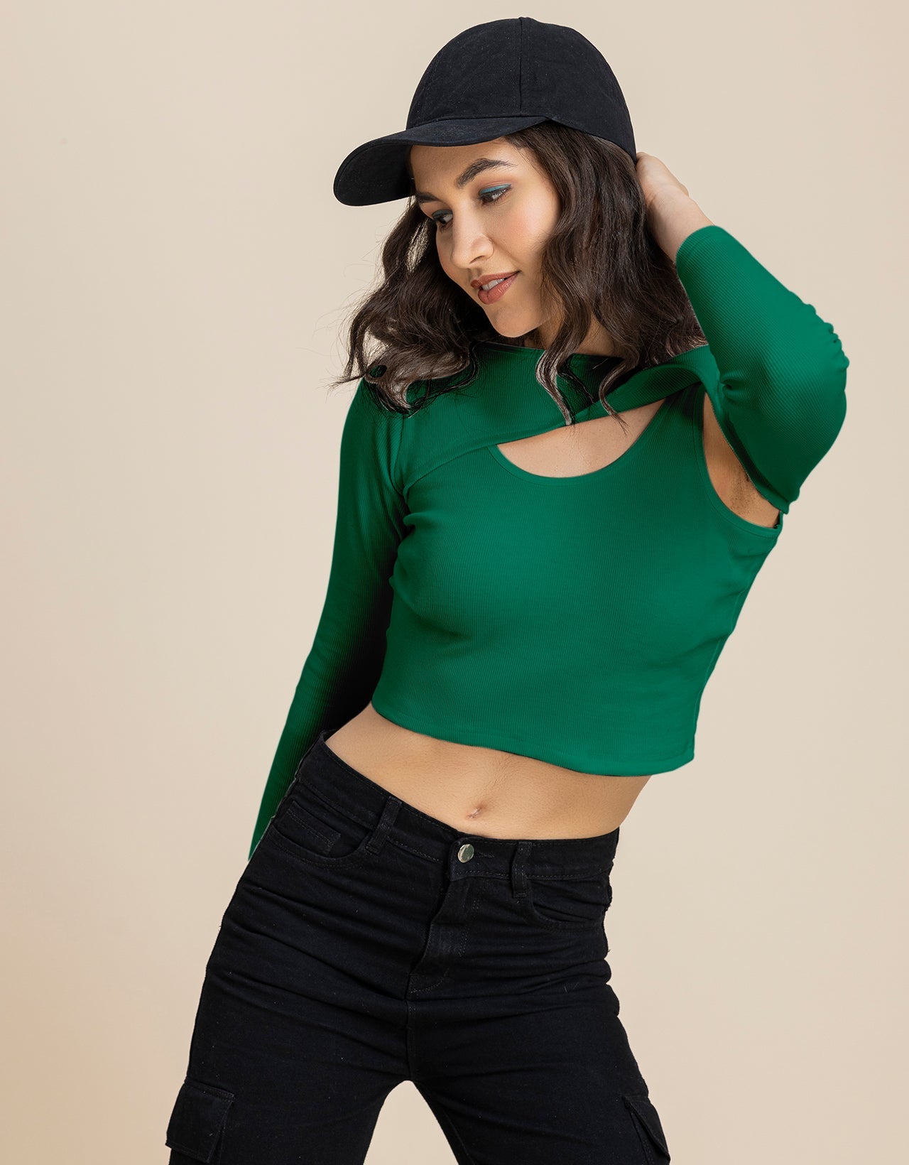 2 Pc Solid Bust Crop Top For Women