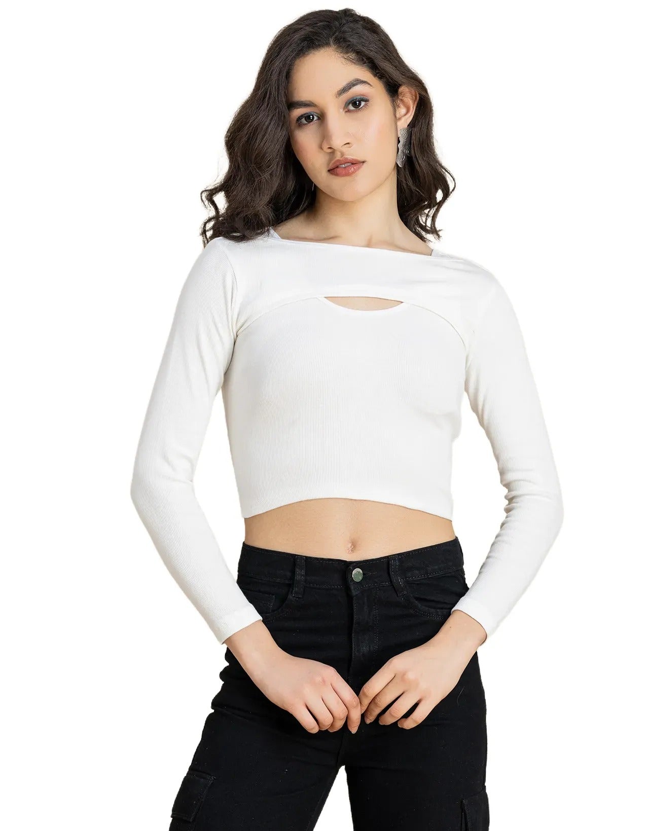 2 Pc Solid Bust Crop Top For Women