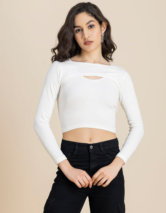 2 Pc Solid Bust Crop Top For Women