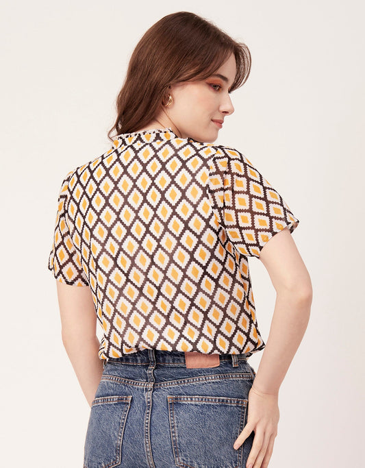V-Neck Printed Short Top