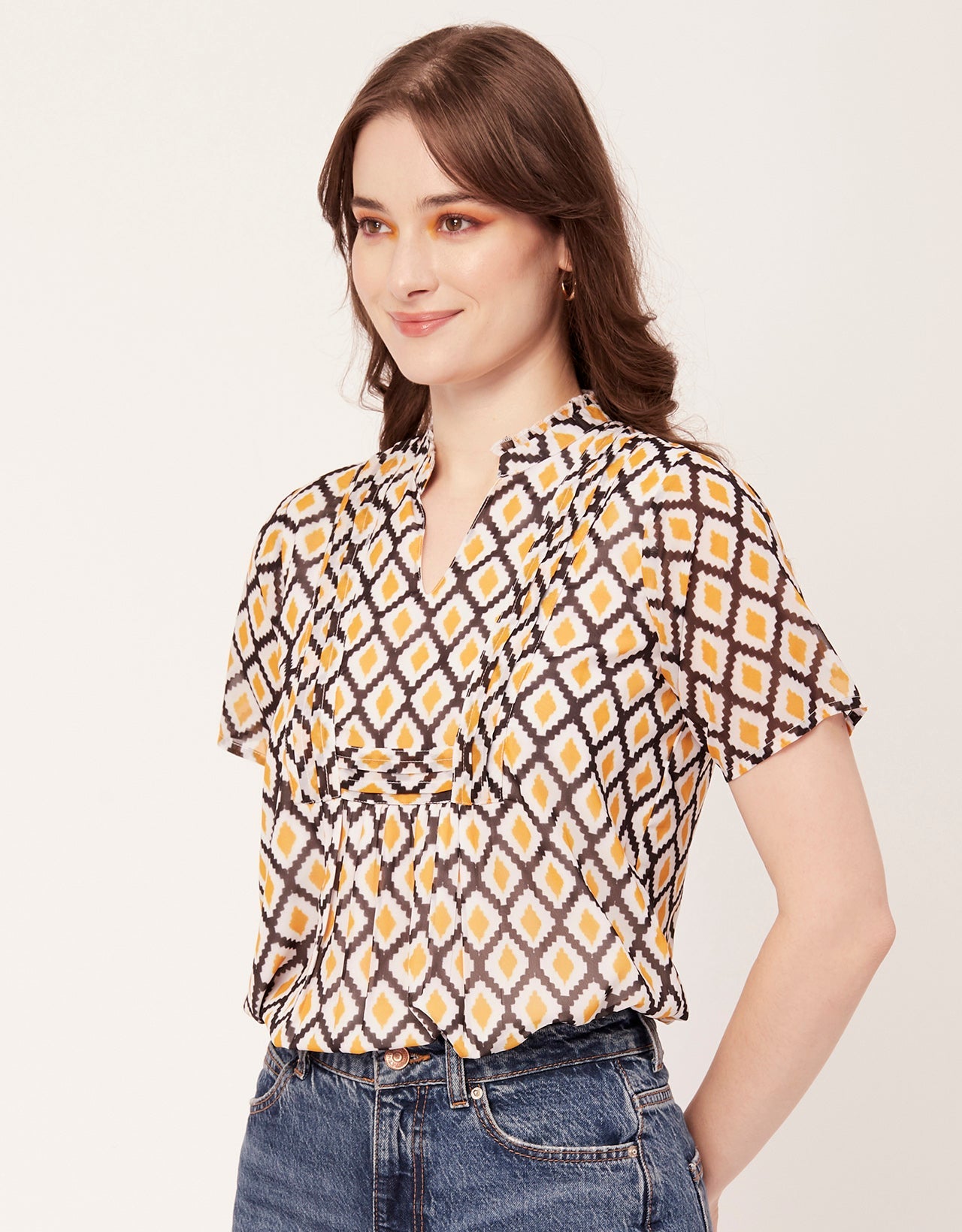 V-Neck Printed Short Top