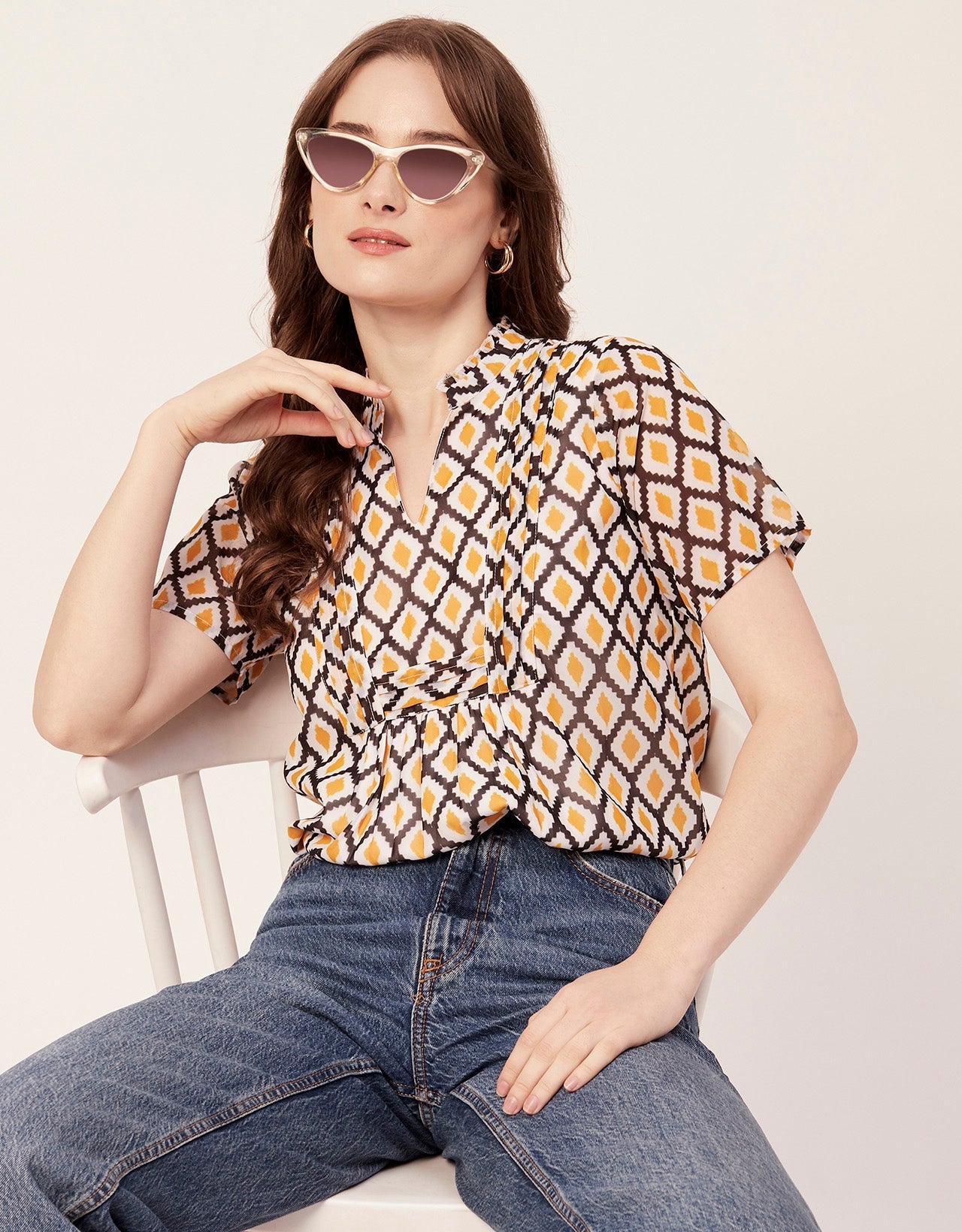 V-Neck Printed Short Top