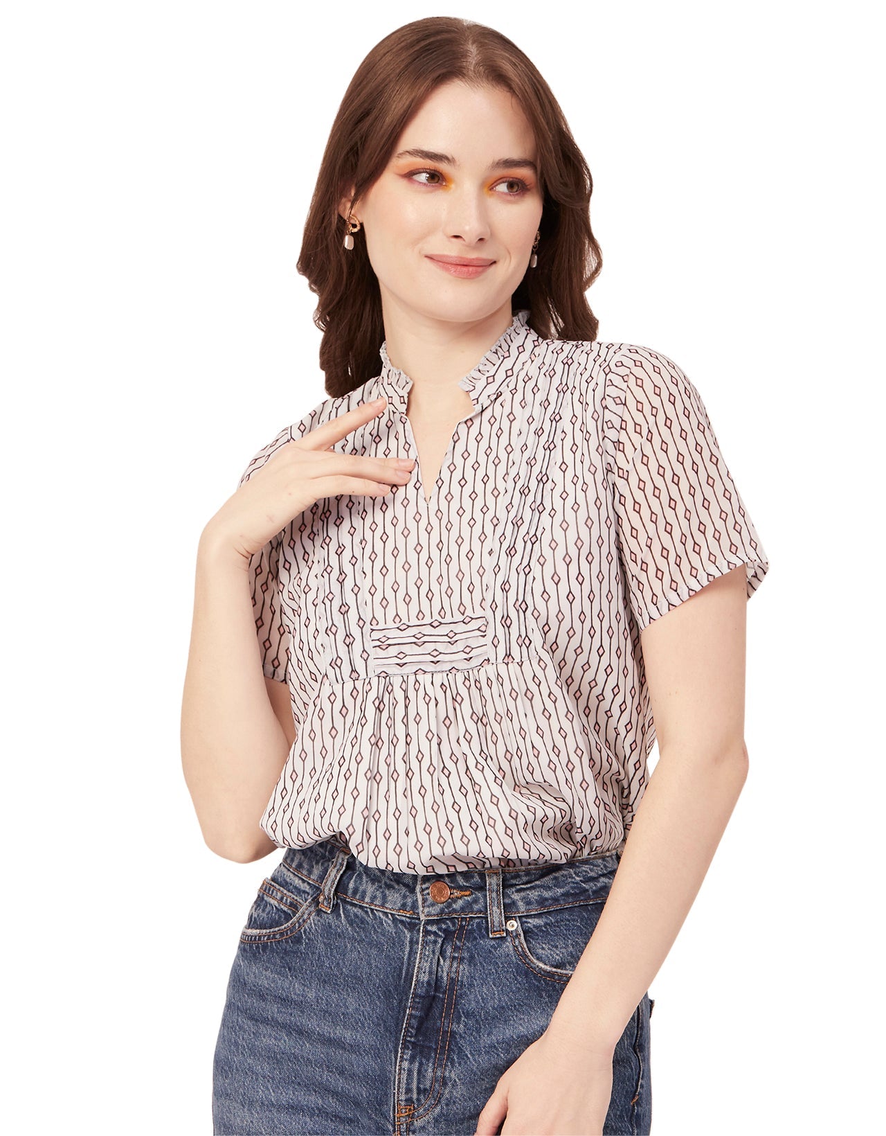 V-Neck Printed Short Top