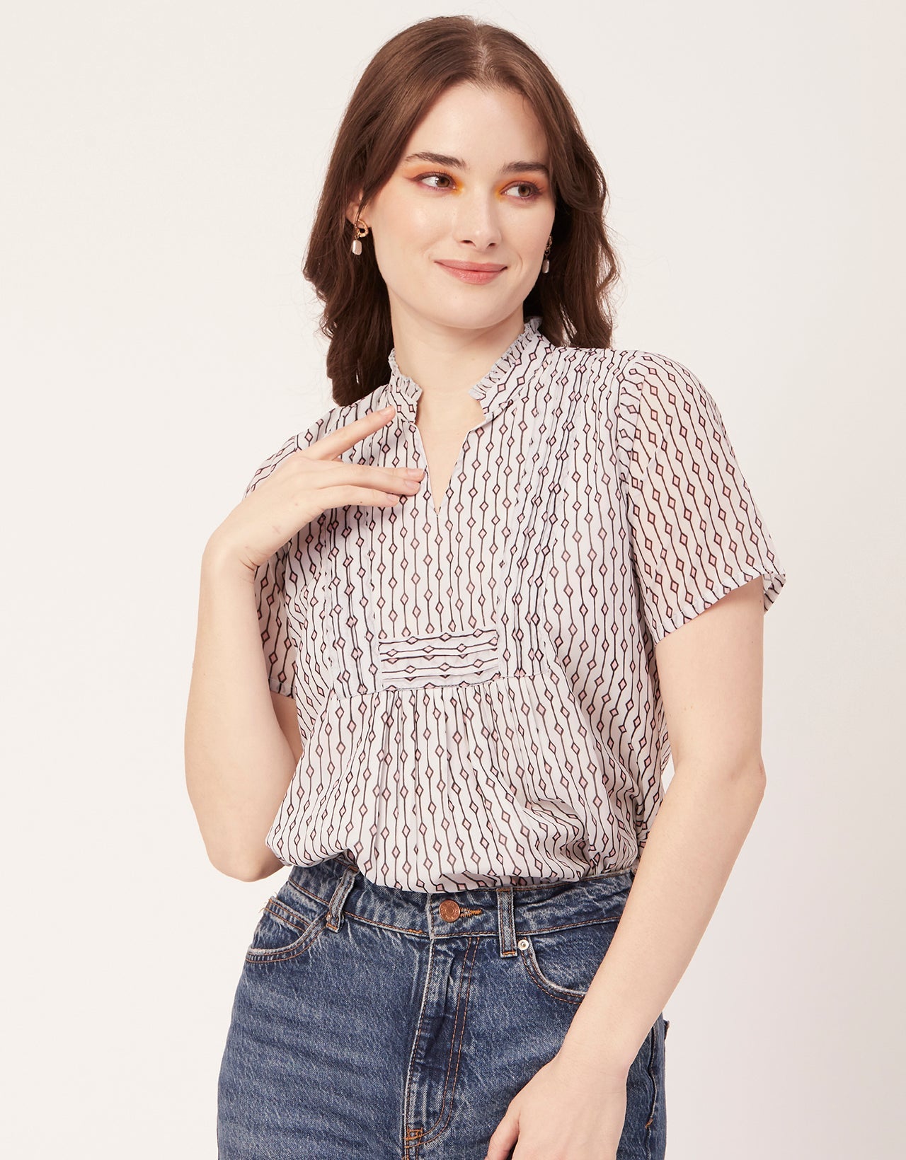 V-Neck Printed Short Top