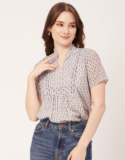 V-Neck Printed Short Top