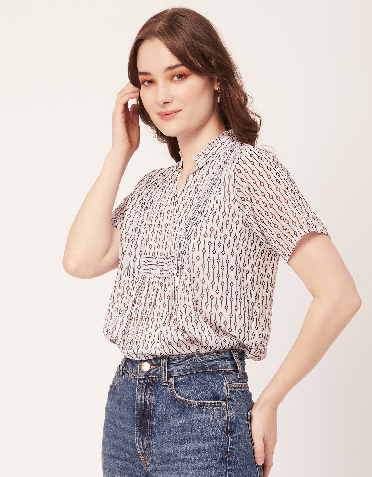V-Neck Printed Short Top