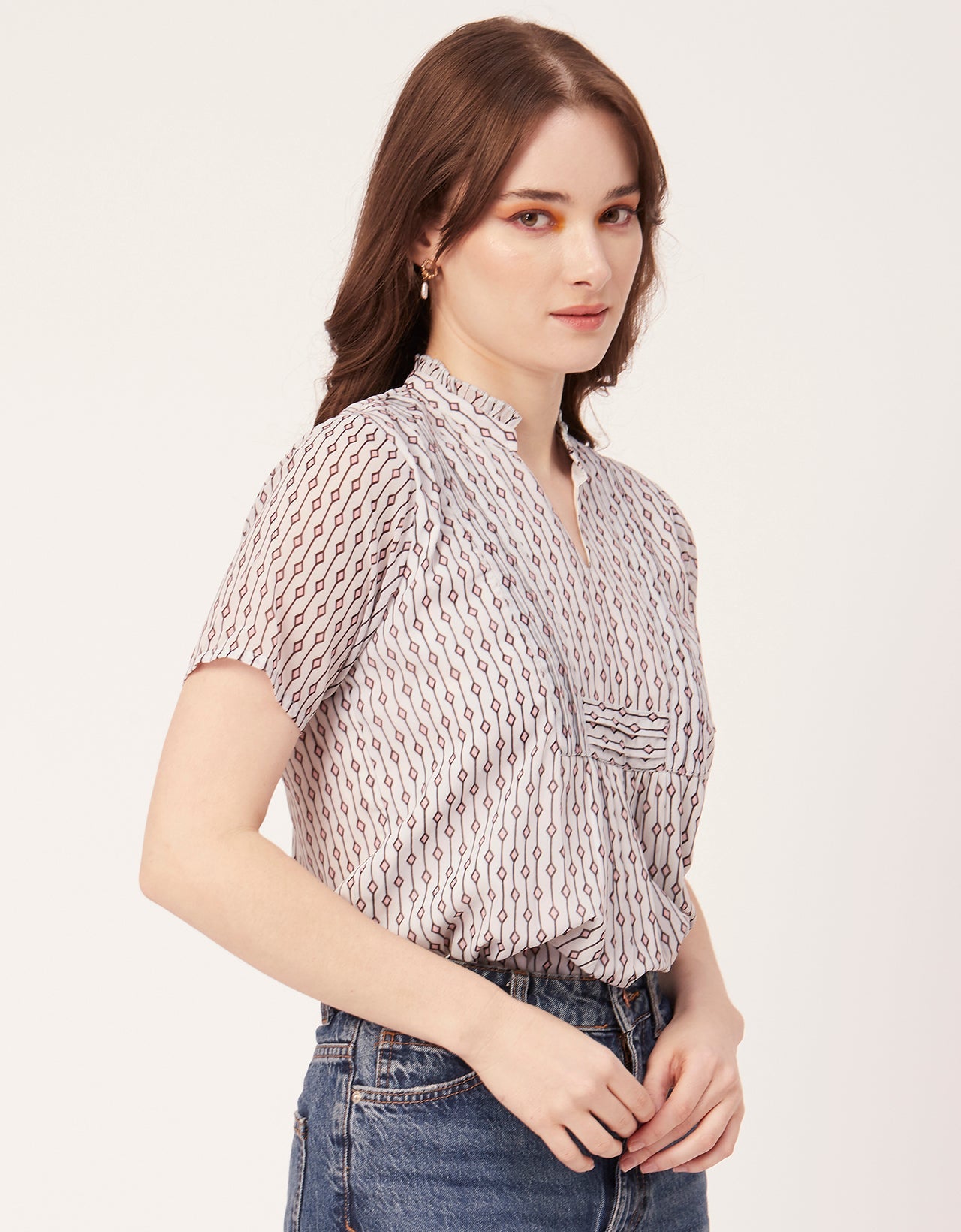 V-Neck Printed Short Top