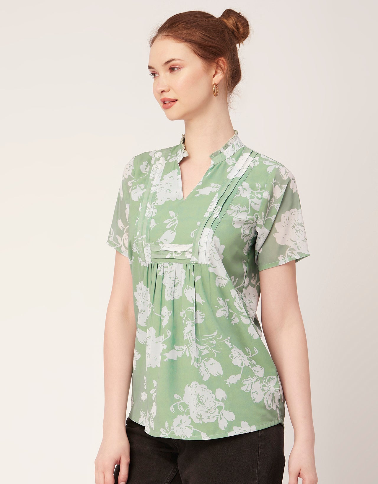 V-Neck Printed Short Top