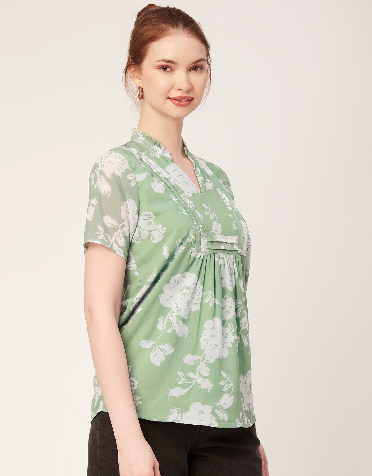 V-Neck Printed Short Top