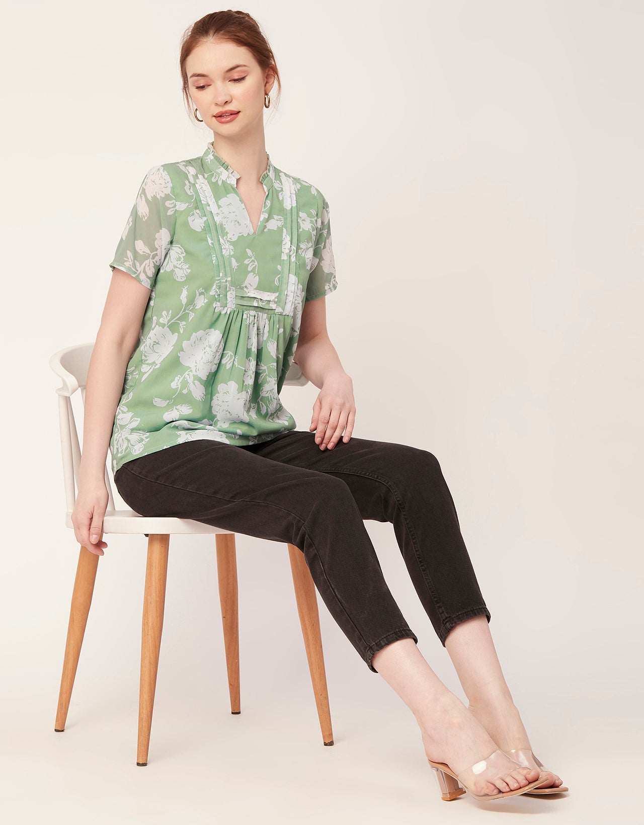 V-Neck Printed Short Top