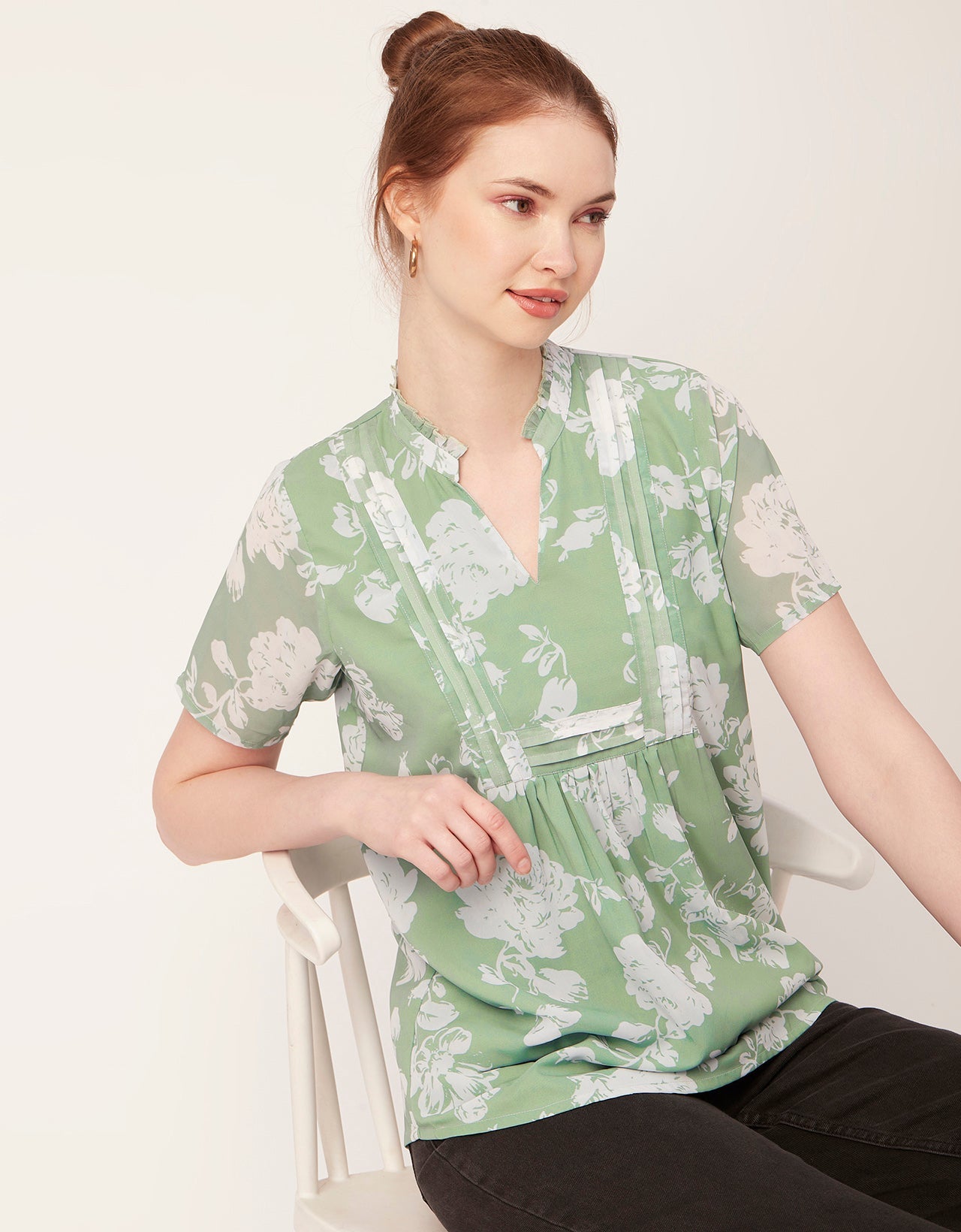 V-Neck Printed Short Top
