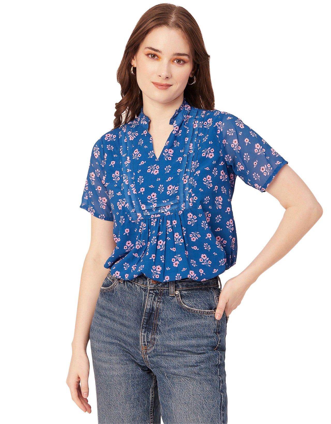 V-Neck Printed Short Top