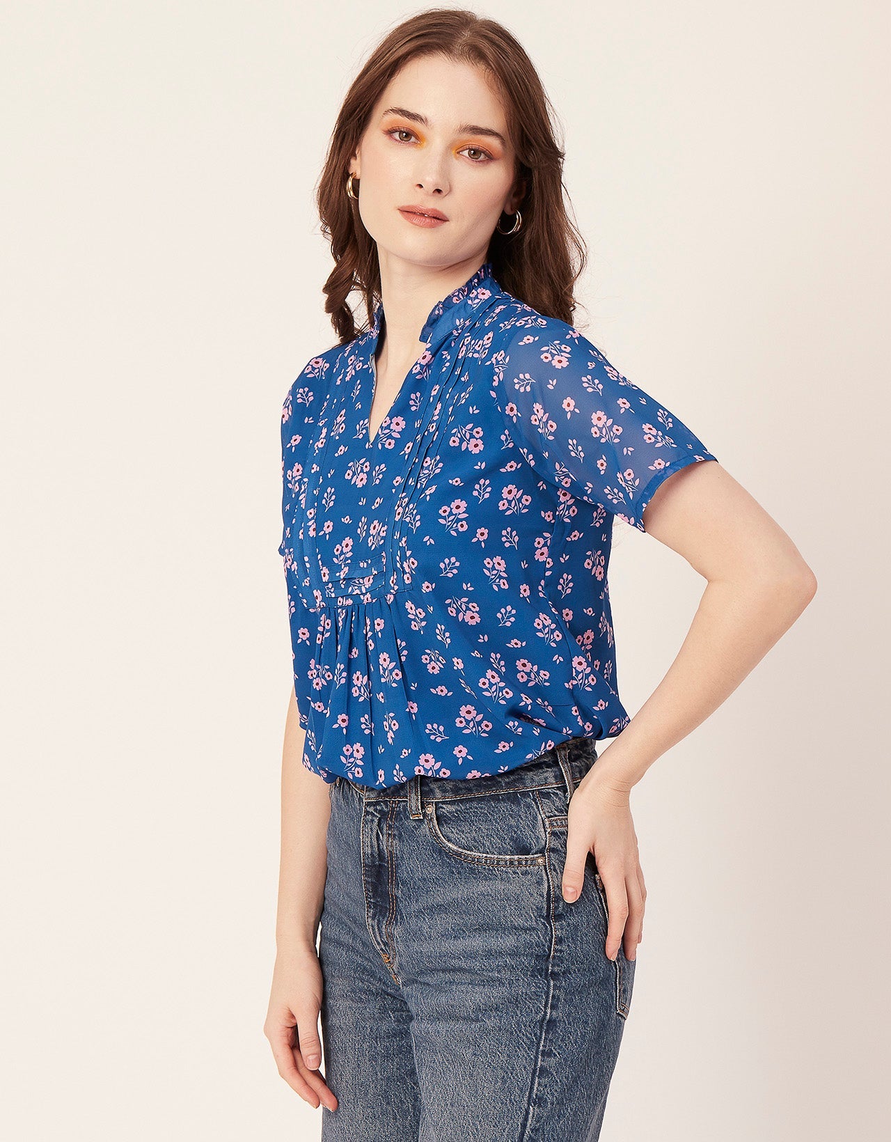 V-Neck Printed Short Top