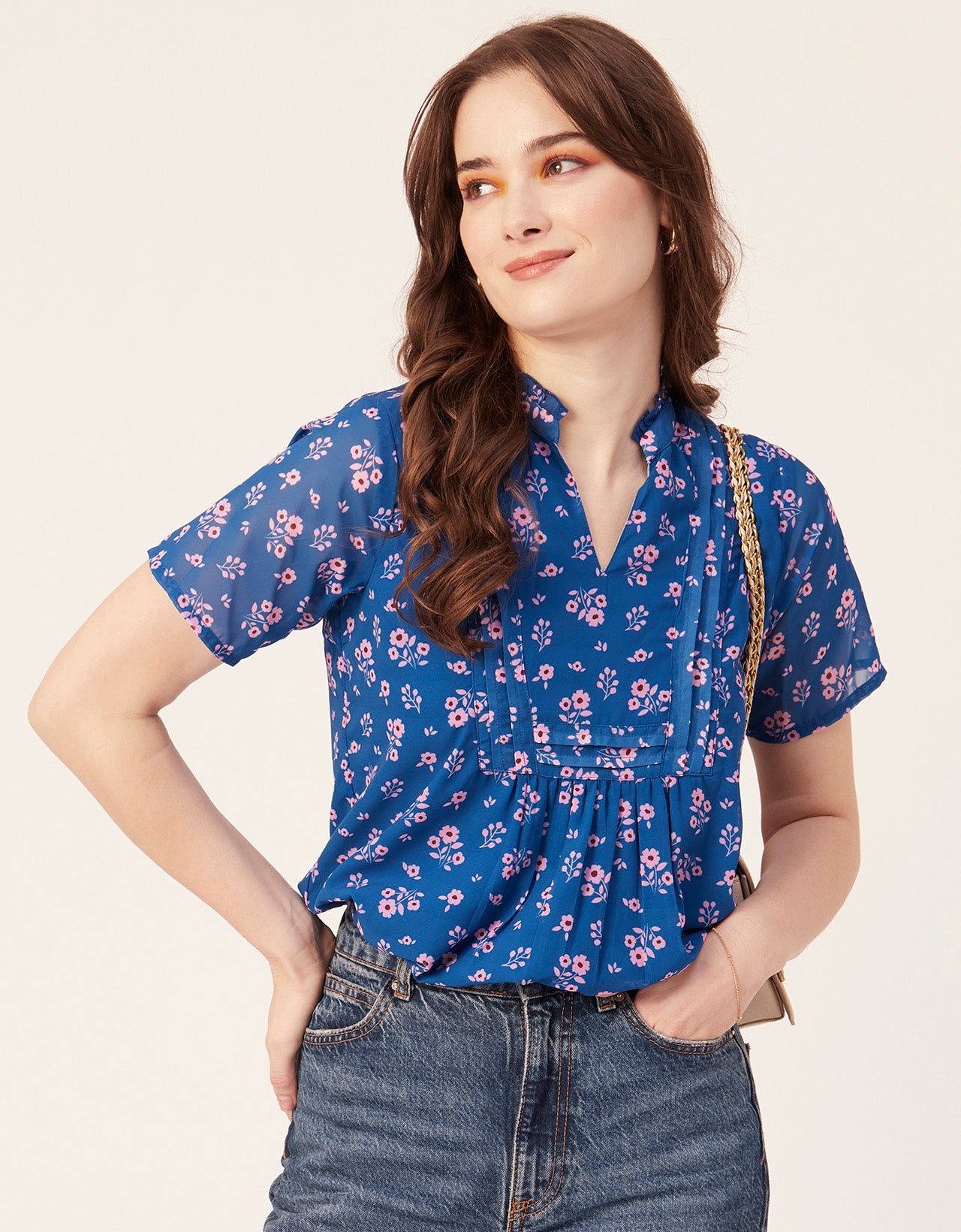 V-Neck Printed Short Top