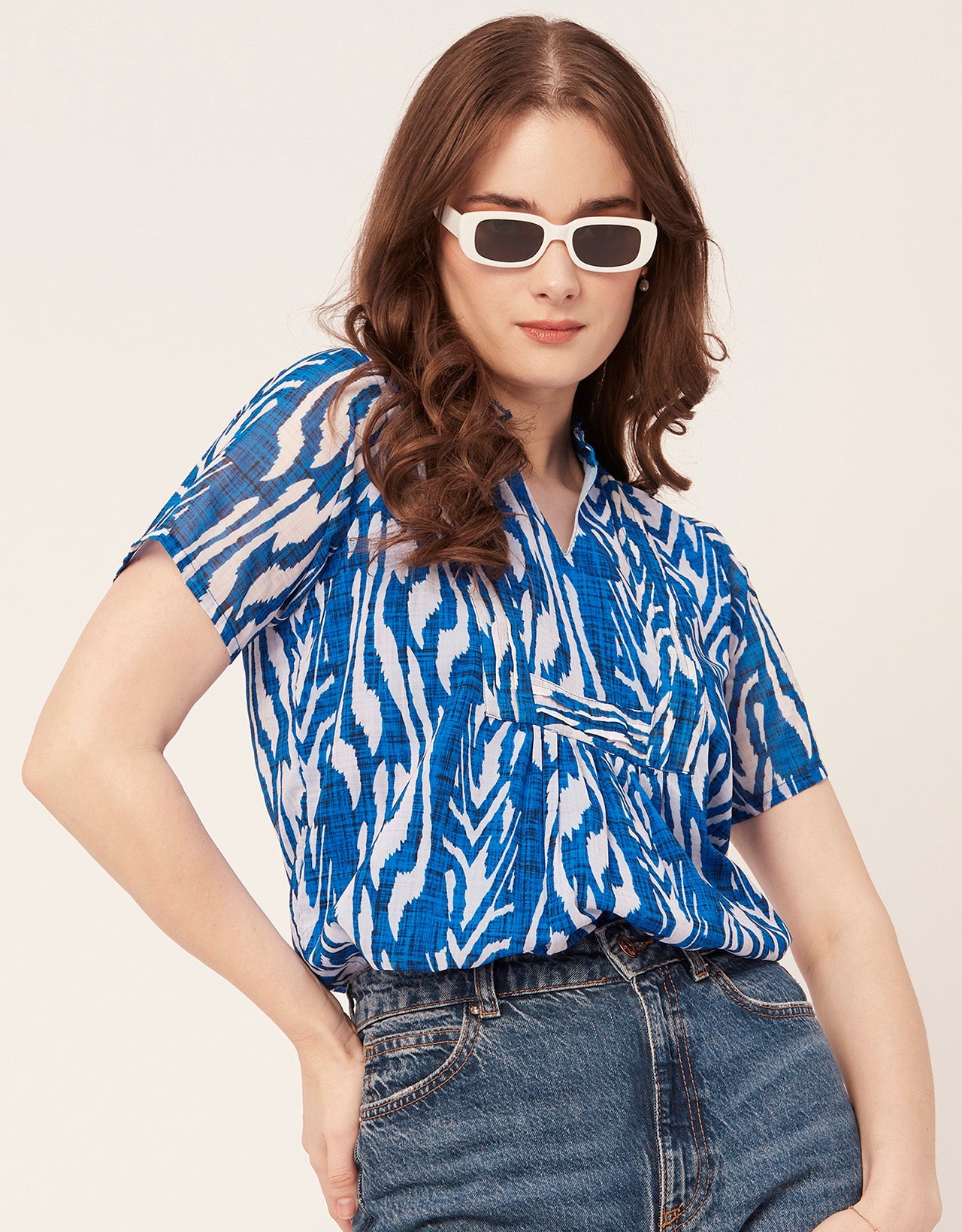 V-Neck Printed Short Top