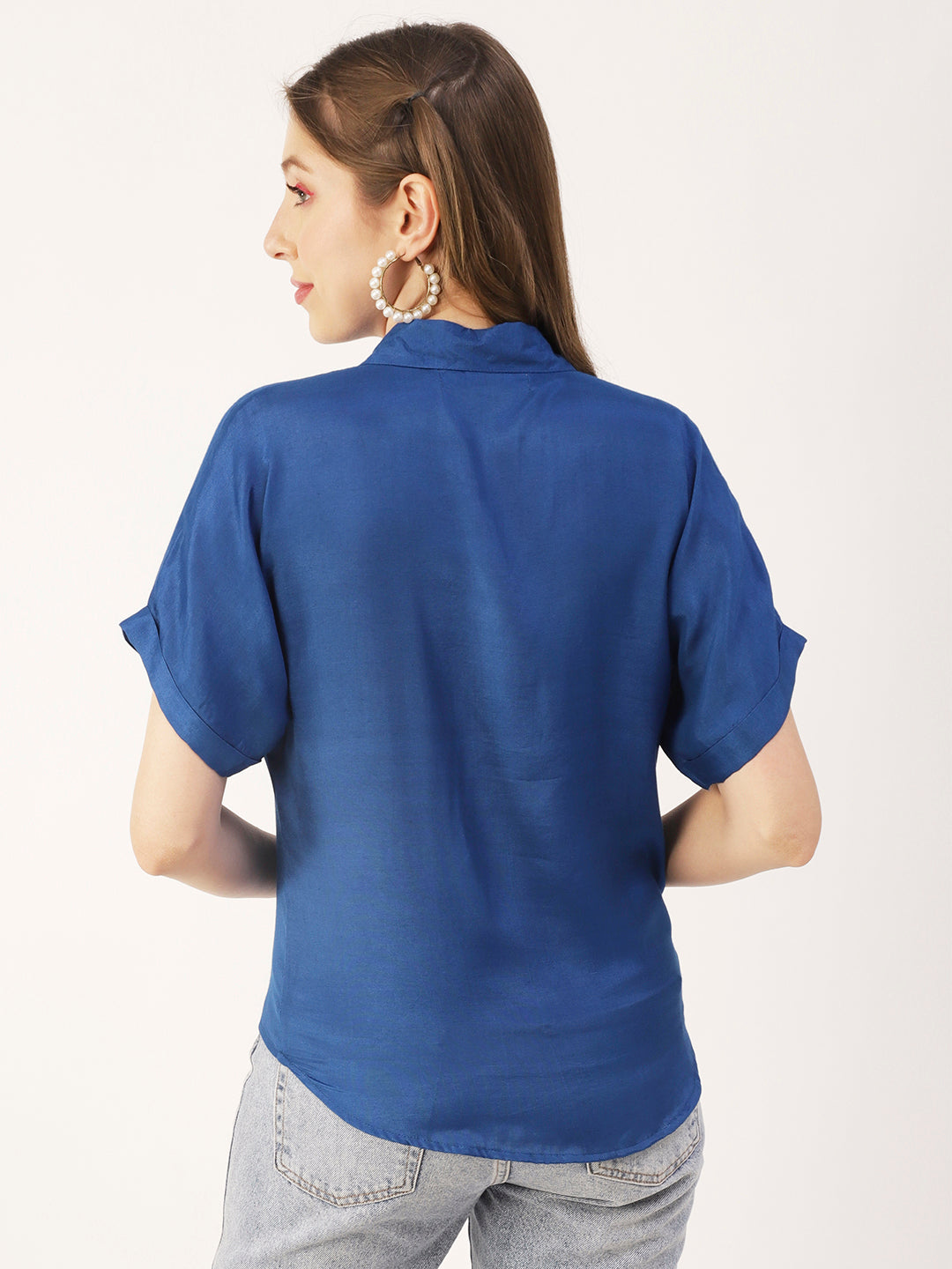 Solid Collar Summer Top