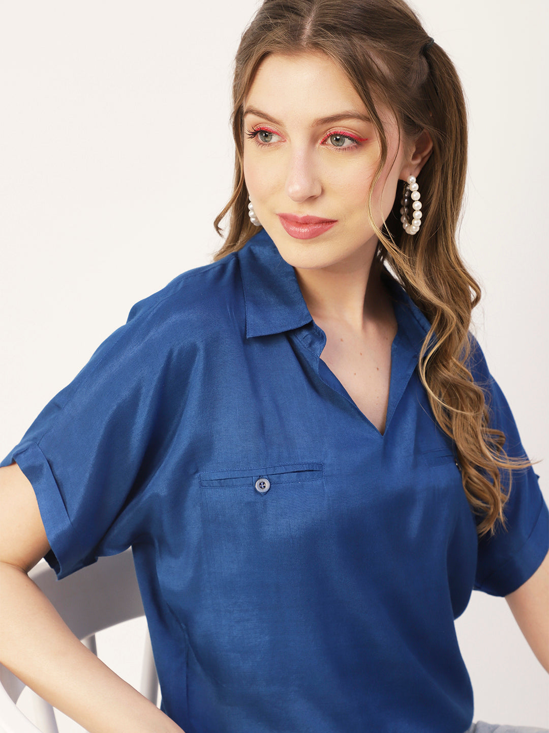 Solid Collar Summer Top