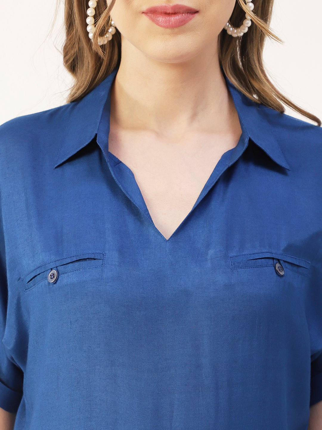 Solid Collar Summer Top