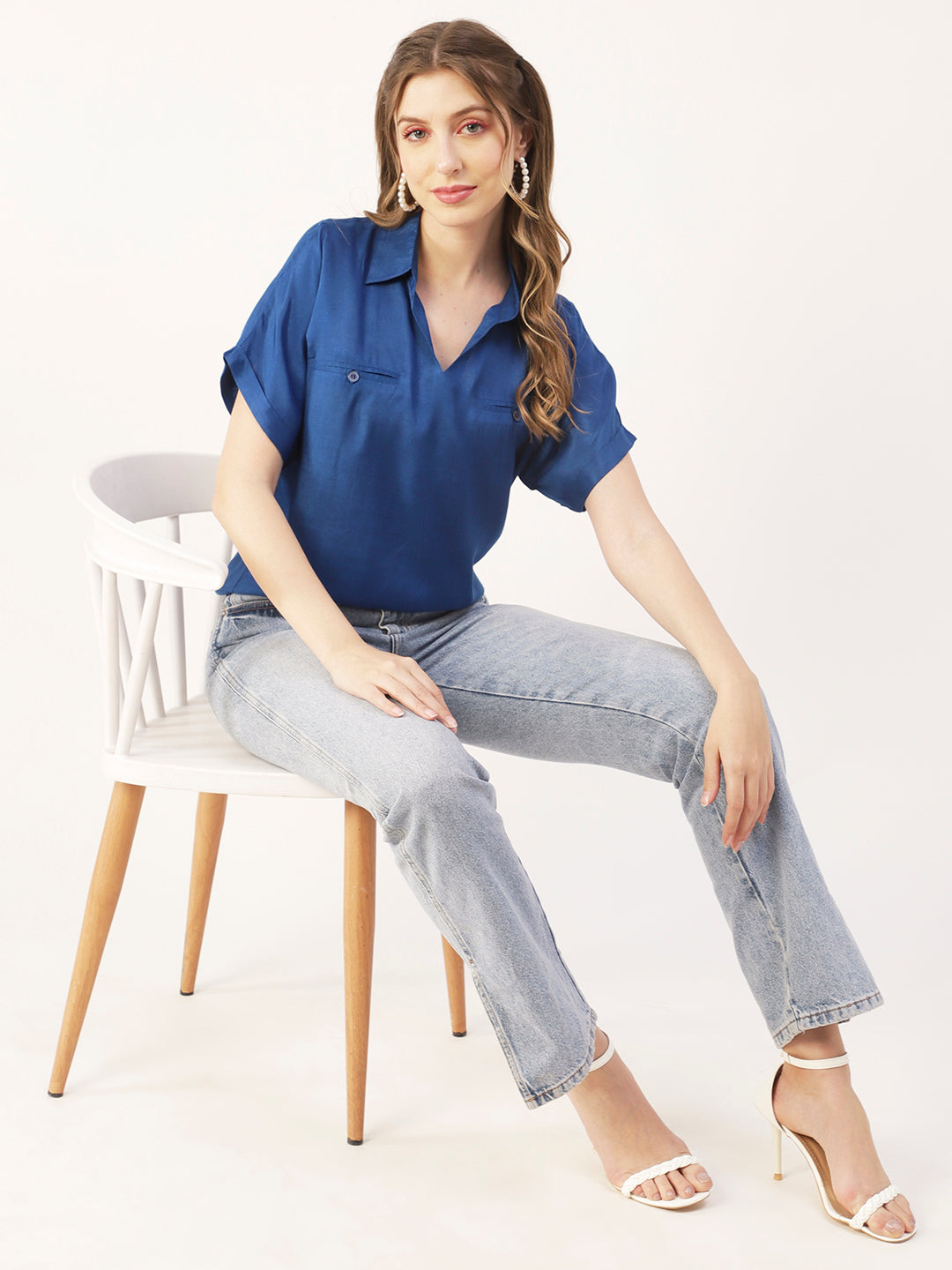Solid Collar Summer Top