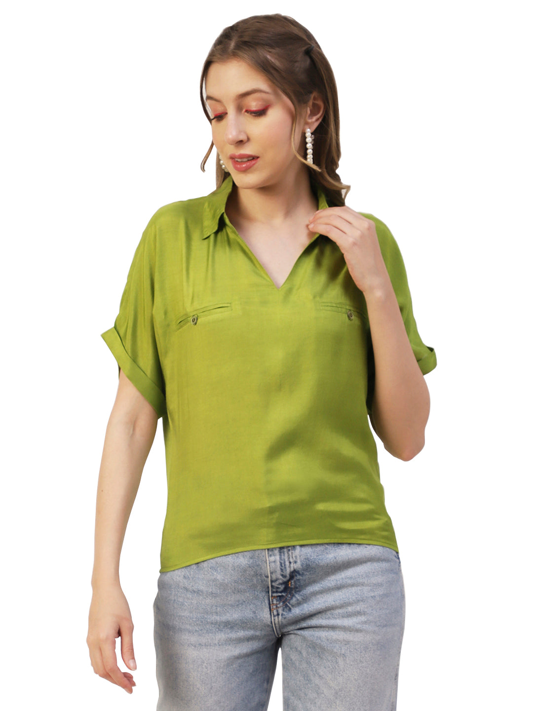 Solid Collar Summer Top