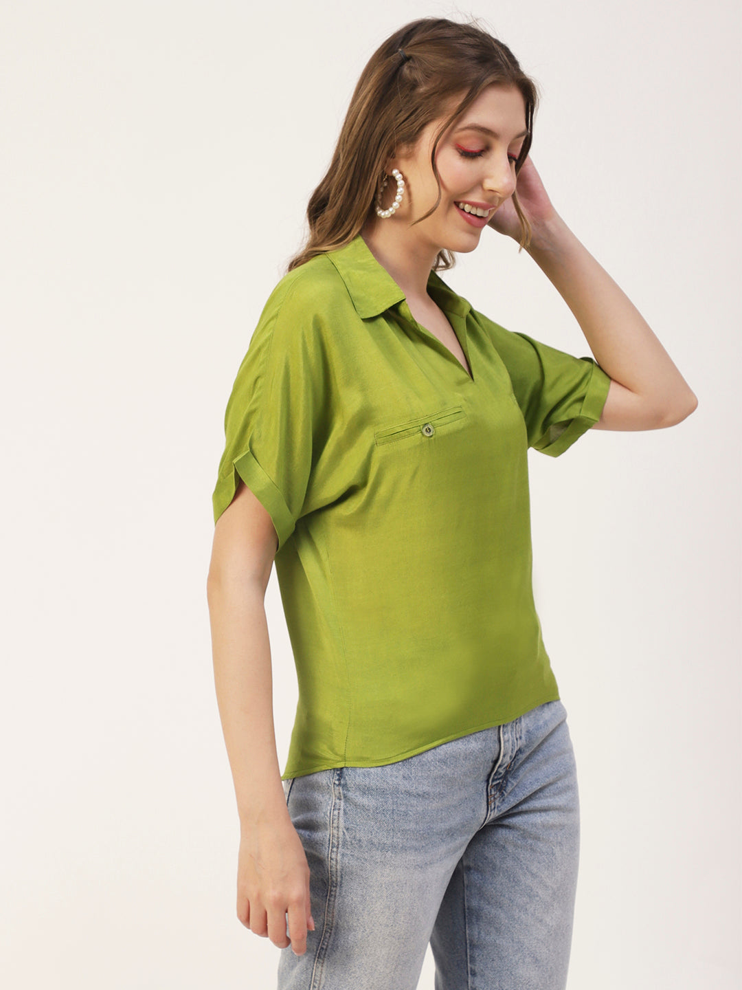 Solid Collar Summer Top