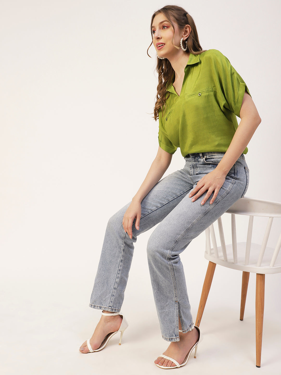 Solid Collar Summer Top
