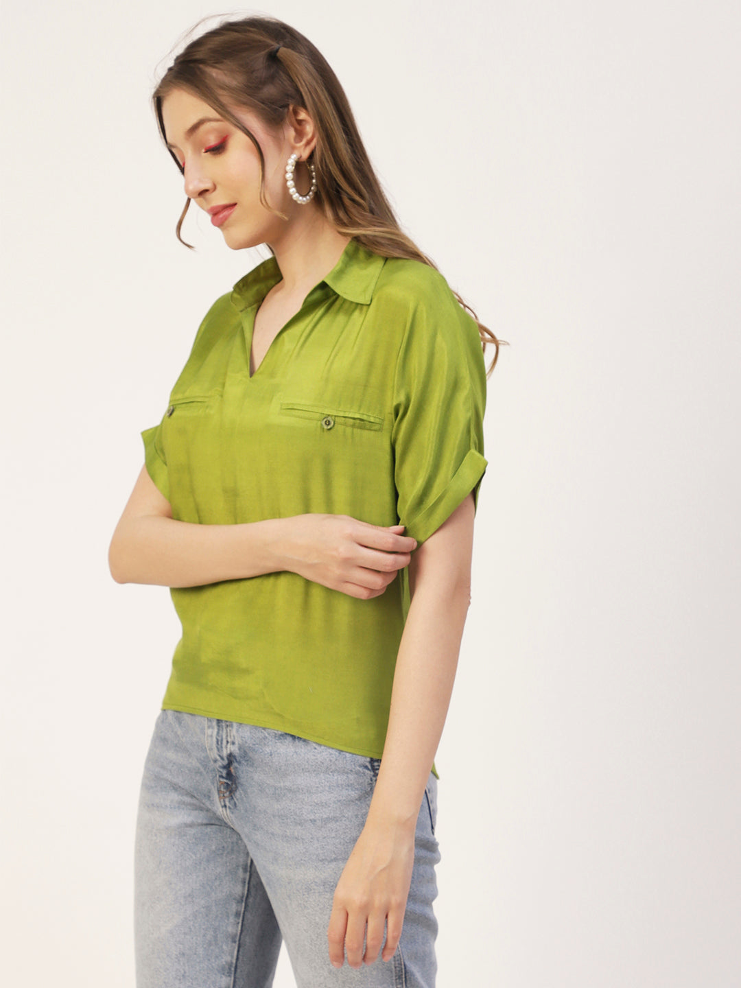 Solid Collar Summer Top