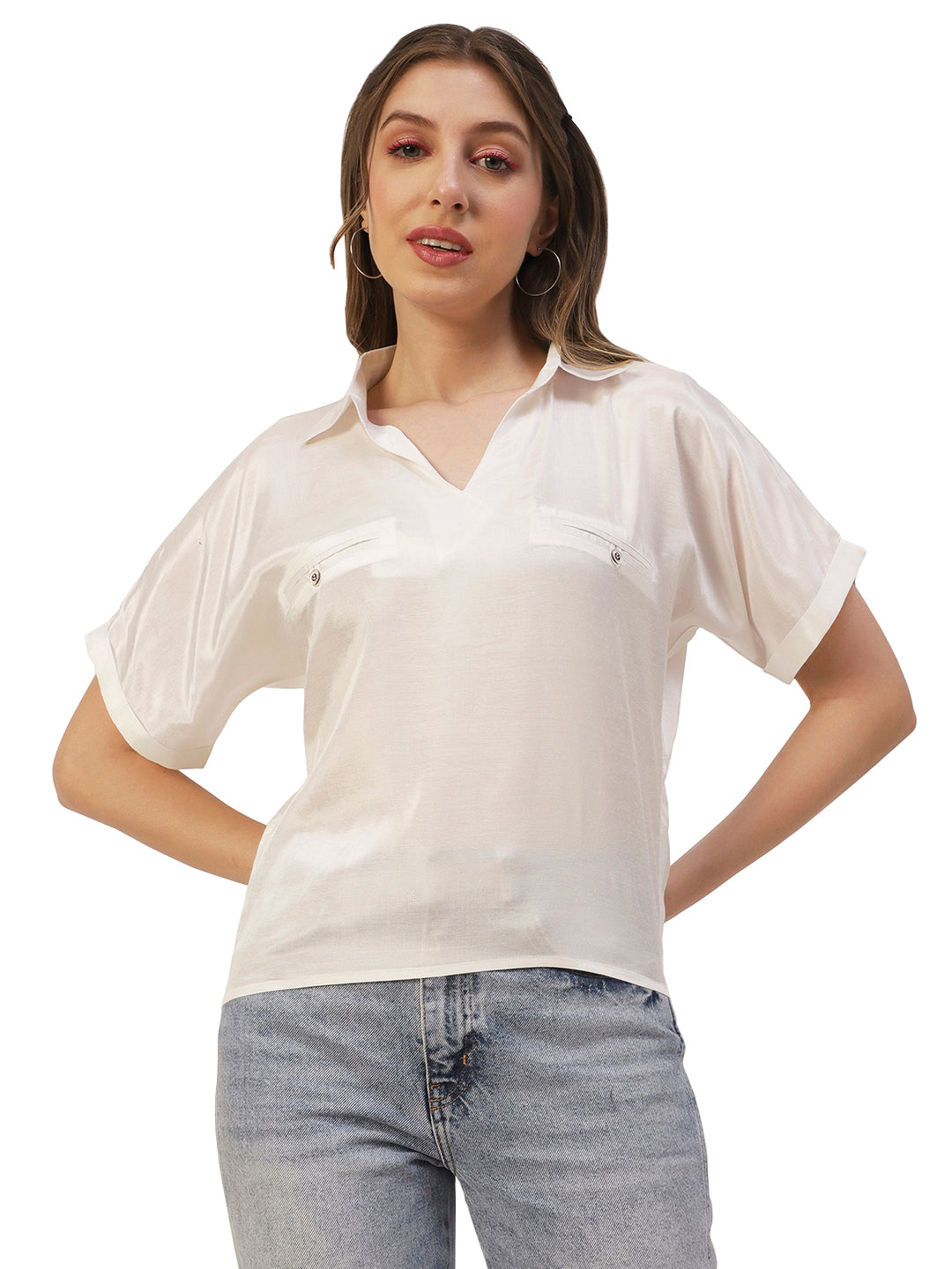 Solid Collar Summer Top