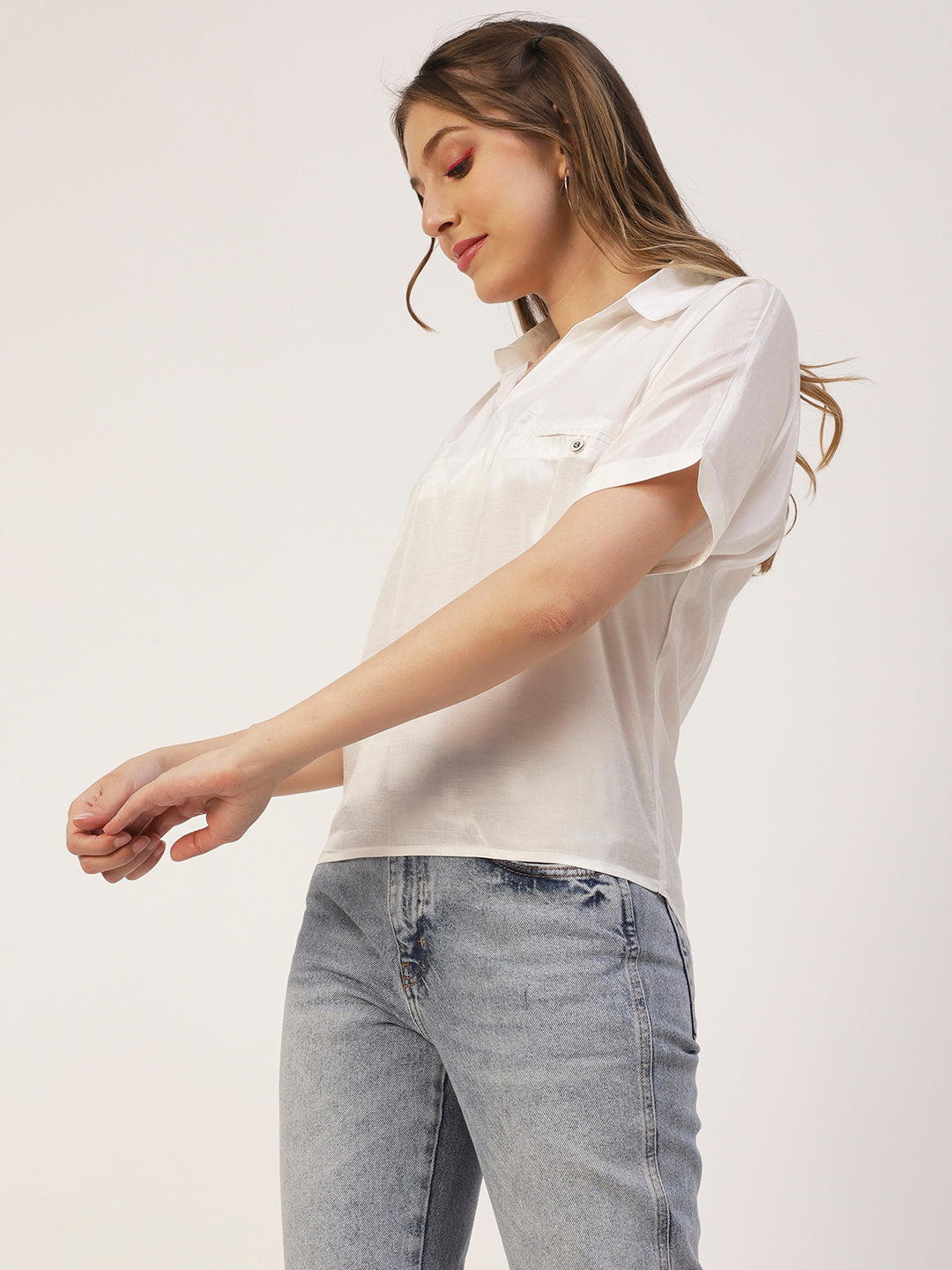 Solid Collar Summer Top