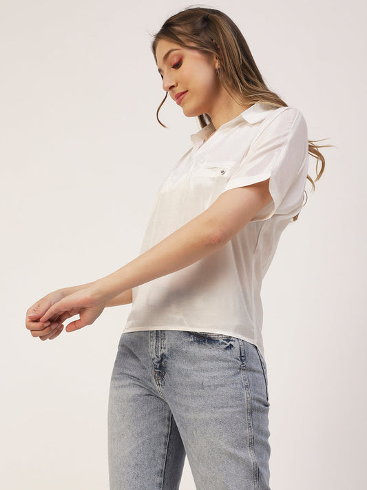 Solid Collar Summer Top