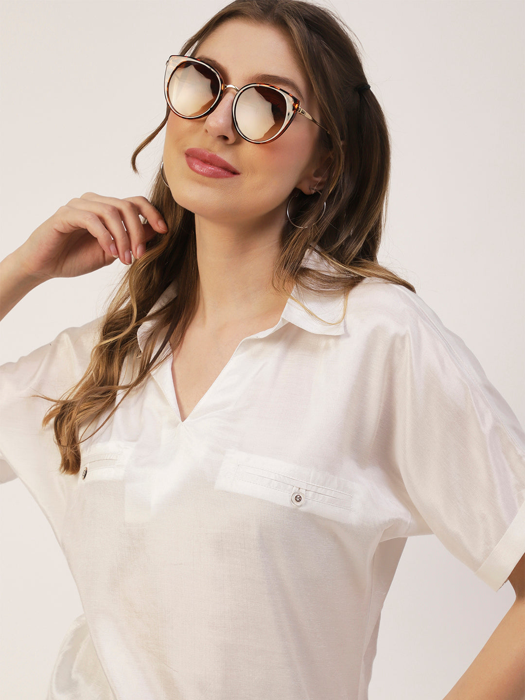 Solid Collar Summer Top