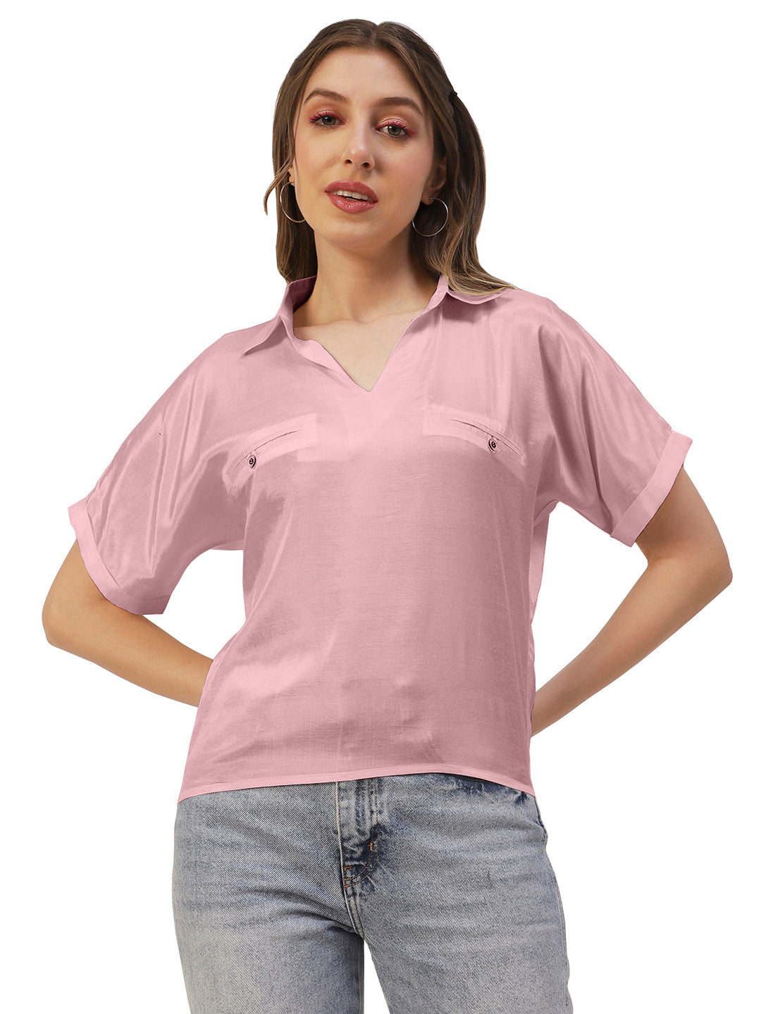 Solid Collar Summer Top