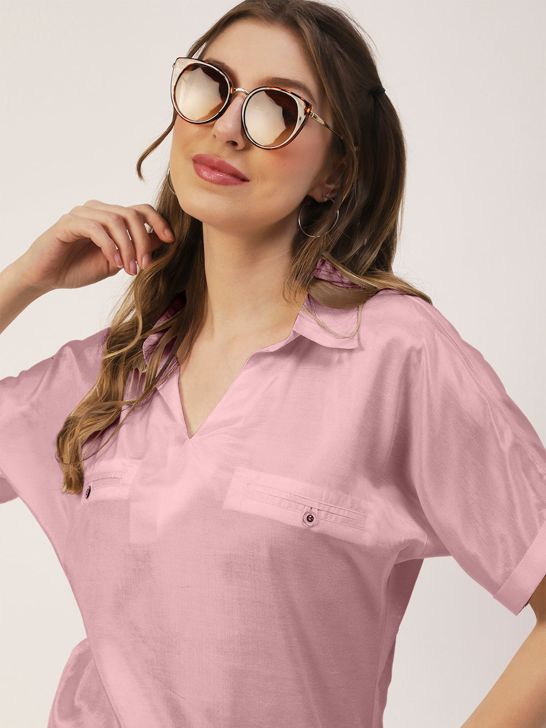 Solid Collar Summer Top