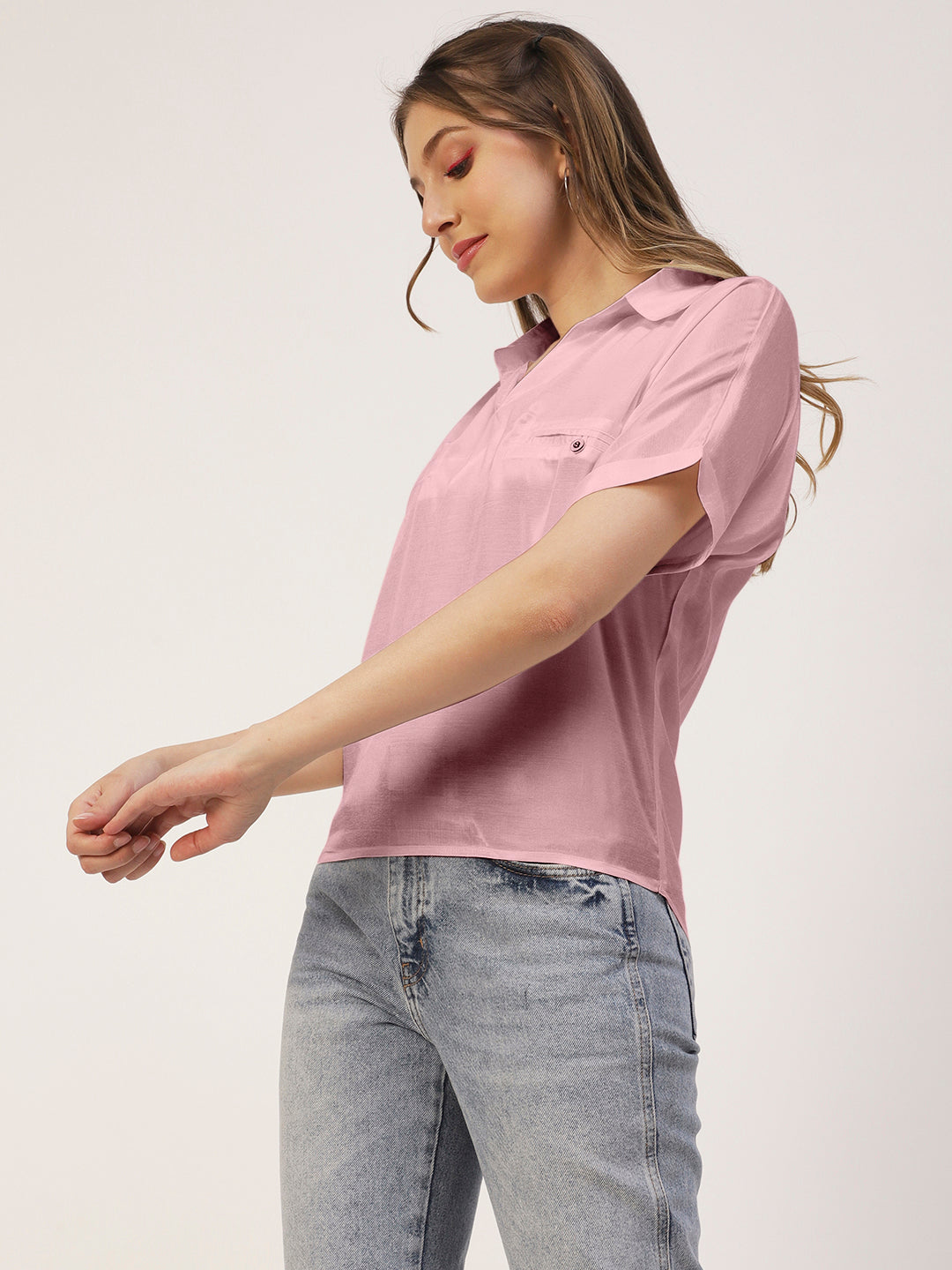 Solid Collar Summer Top
