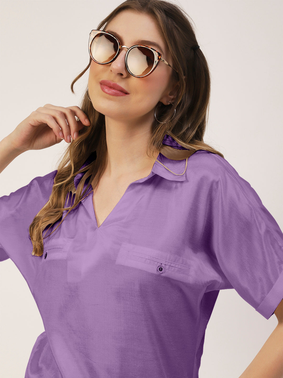 Solid Collar Summer Top