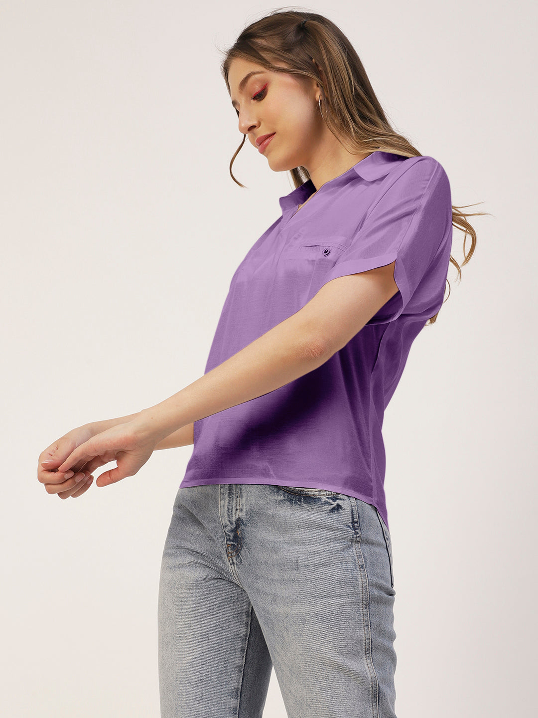 Solid Collar Summer Top