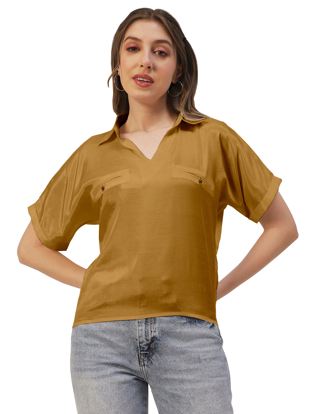 Solid Collar Summer Top