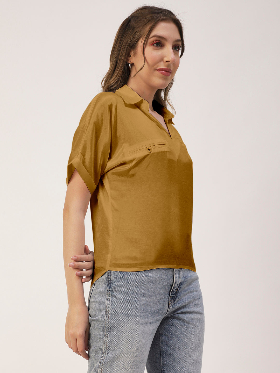Solid Collar Summer Top