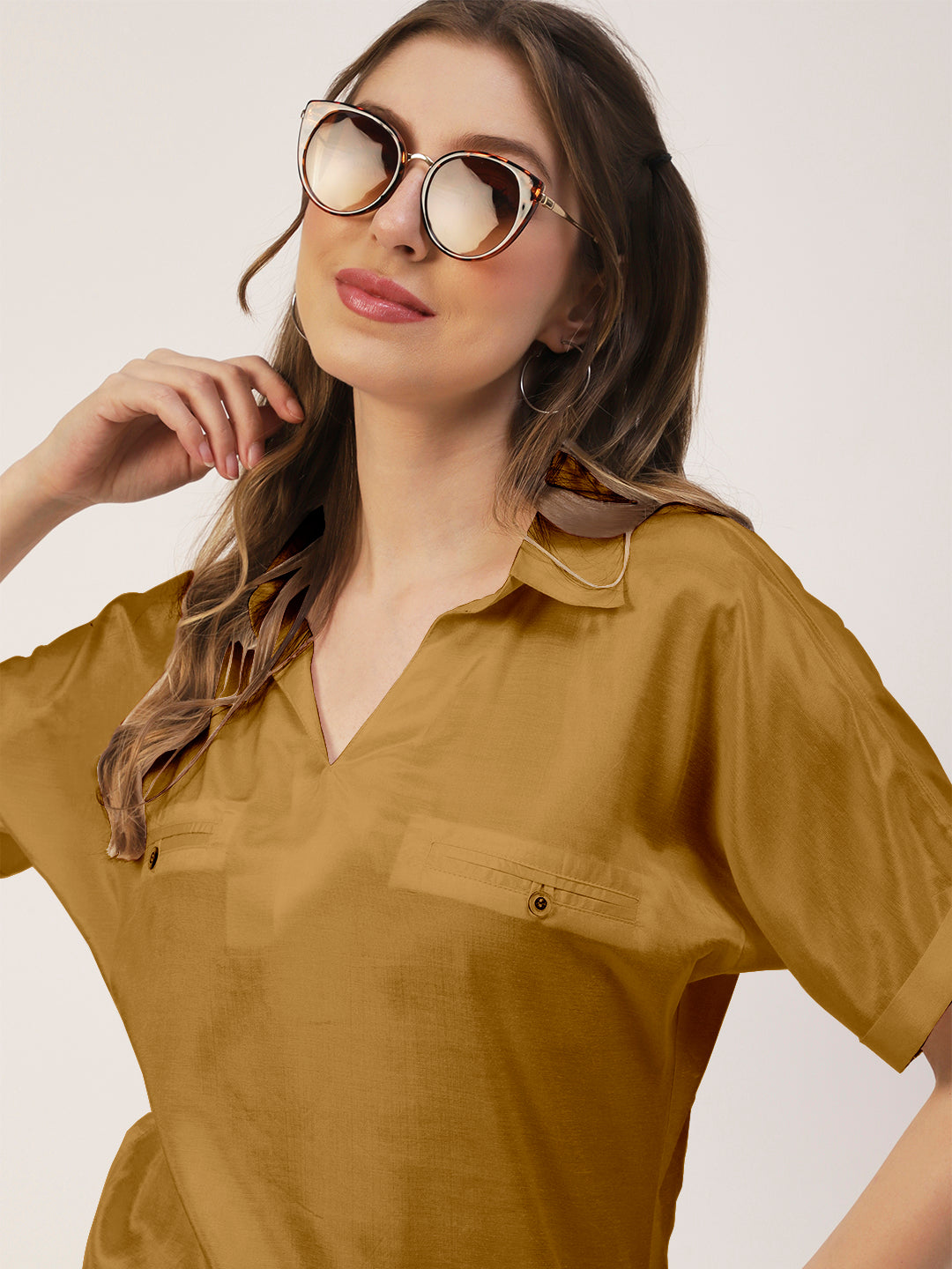 Solid Collar Summer Top