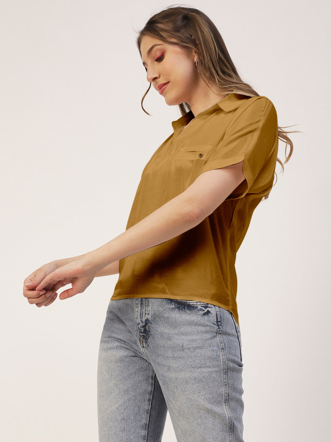 Solid Collar Summer Top