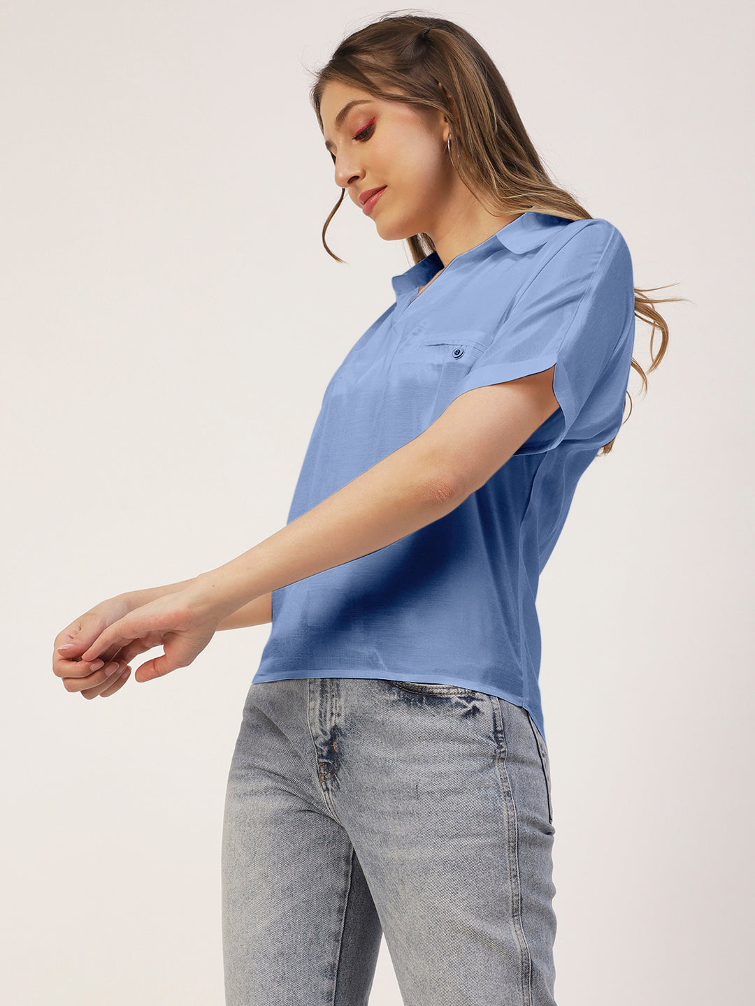 Solid Collar Summer Top